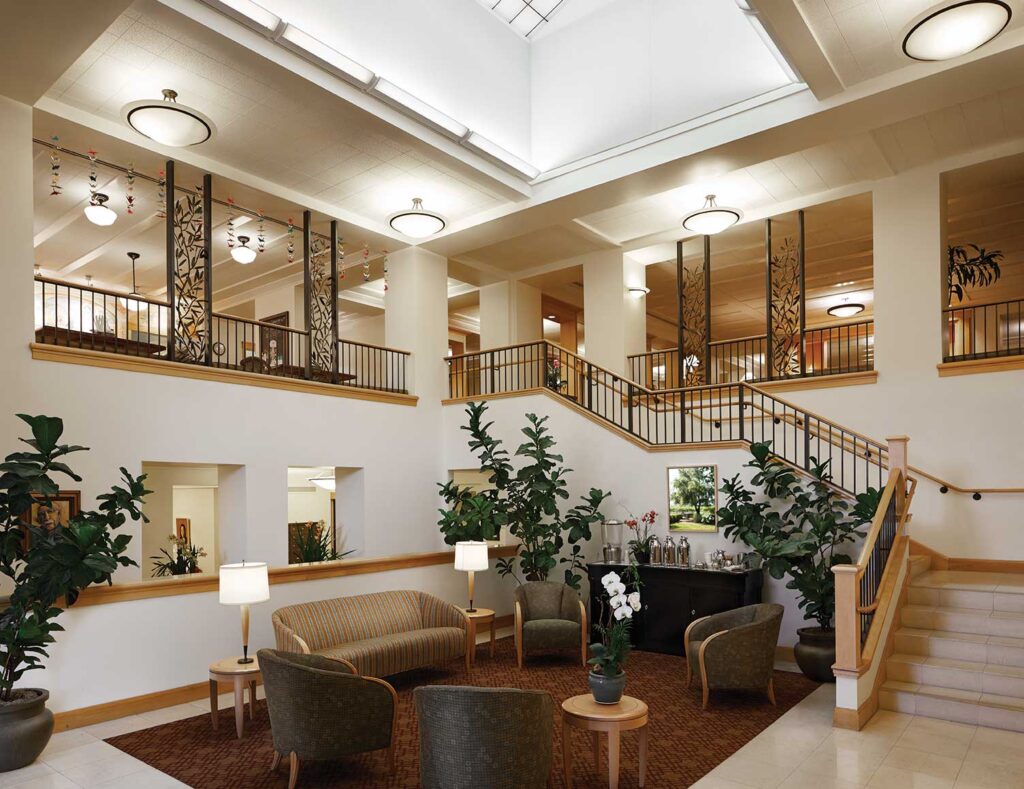 Rhoda Goldman Plaza Lobby in our Assisted Living community