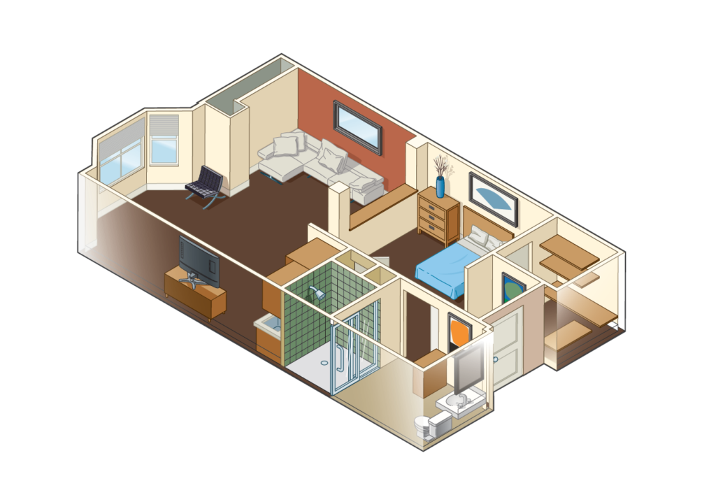 Graphic rendering of an Alcove apartment
