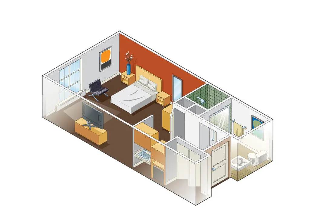 Graphic rendering of a Studio Apartment