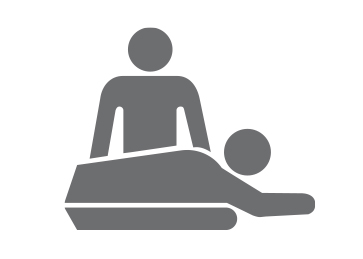 Graphic image of human figures at massage table