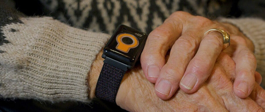 Closeup photo of CarePredict Pendant System on the wrist